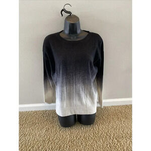 Vince Painted Ombre Knit Sweater, White/Black Soft Small Womens XXS Cashmere